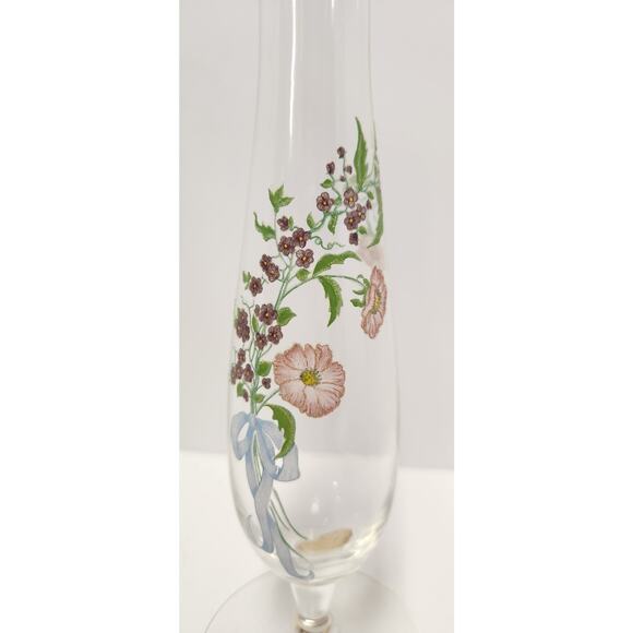 Fenton Glass Bud Vases – 10" Clear Floral Gold Trim – Vintage Pair - Picture 7 of 10